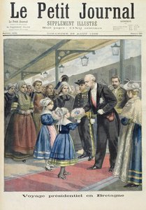 Portada que representa el viaje presidencial de Félix Faure a Gran Bretaña, ilustración del suplemento ilustrado de Le Petit Journal, 23 de agosto de 1896